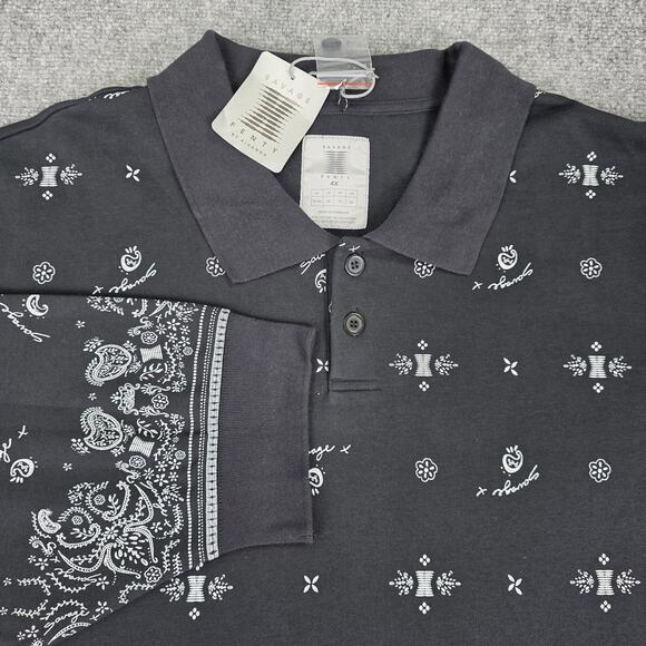 Savage X Fenty Tops - Savage X Fenty Shirt Womens 4X Black Bandana Paisley Long Sleeve Polo Top